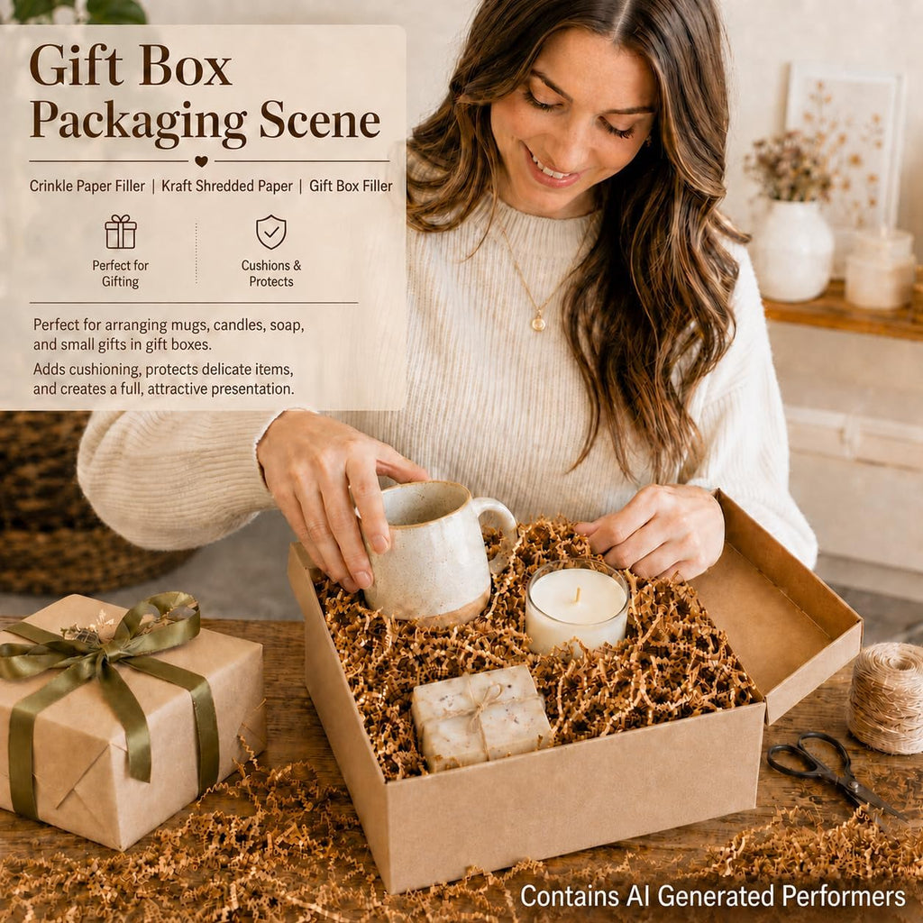 Brown Crinkle Paper Filler - Shredded Paper, Gift Basket & Box Wrap