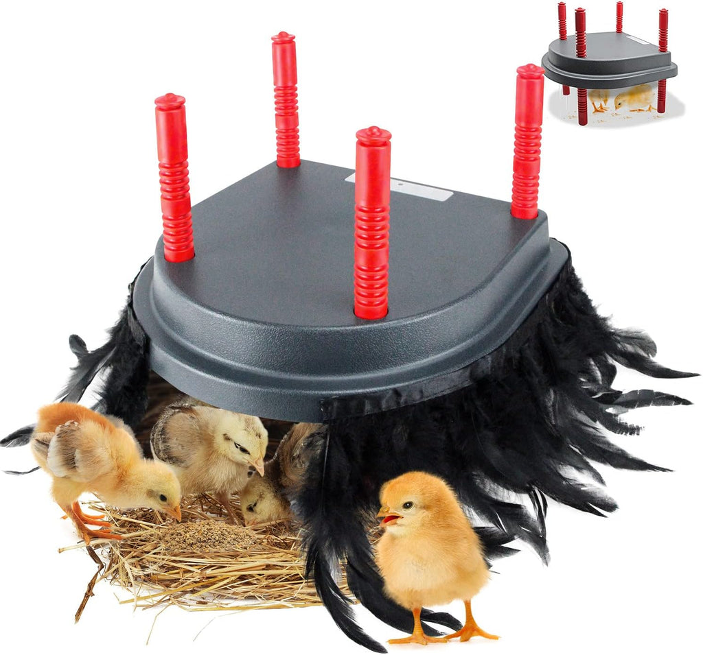 Brooder Heater for Chicks with Comfort Feathers,Chick Duckling Brooder Heating Plate Adjustable Height-Warm Up to 15