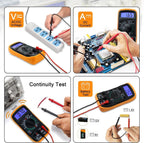 Digital Multimeter Voltmeter Battery Voltage Multi Tester Continuity Ohm Volt Amp DC AC Current Resistance Diodes 2000 Counts Electrical Test Meter with Leads Backlight LCD Display