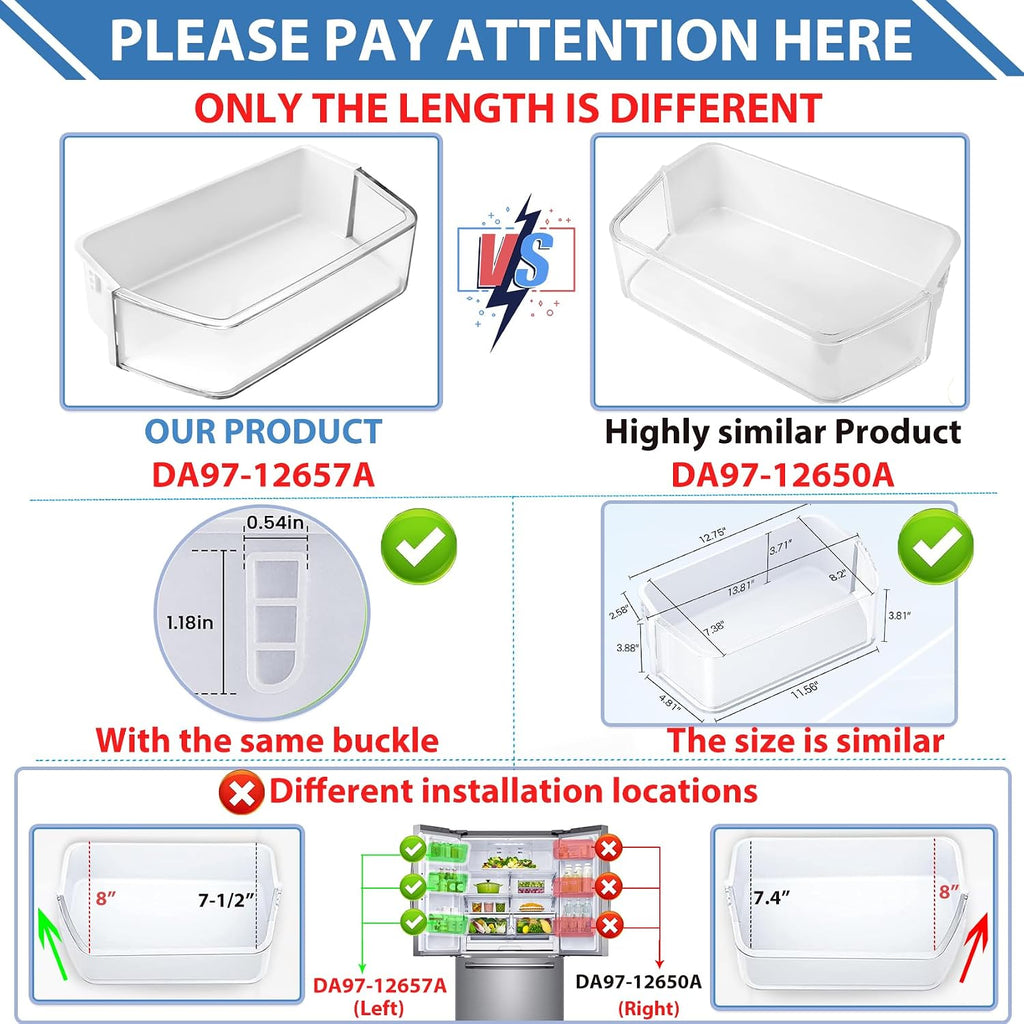 DA97-12657A Refrigerator Door Bin for Samsung Door Shelf Replacement (LEFT)