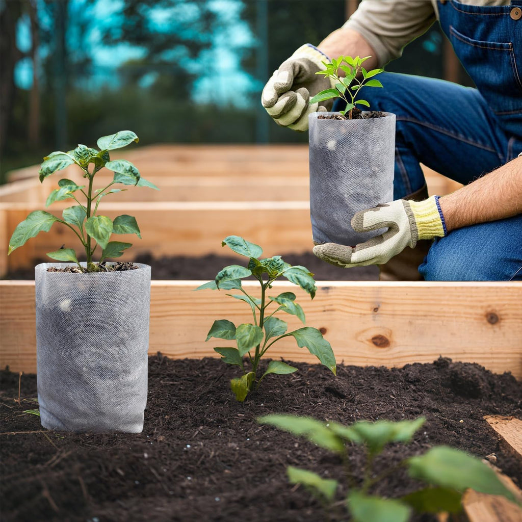 50 Pcs 10.2" H Deep Nursery Grow Bags, Non-Woven Plants Pots Container for Starting Rooted Plants Vegetable, Flower