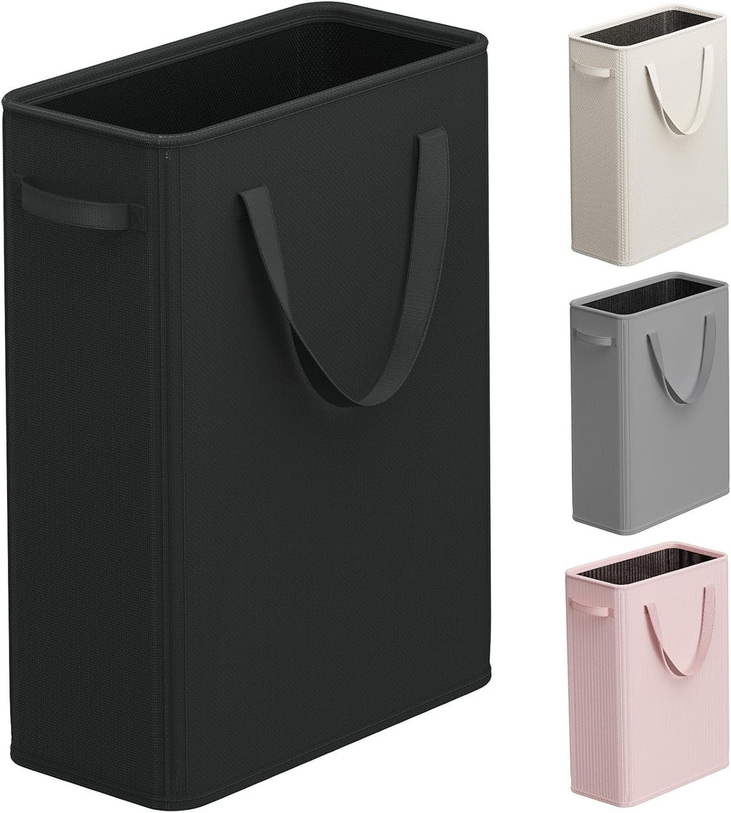 50L Slim Laundry Hamper, Small Laundry Basket With Handles, Black Narrow Laundry Basket for Dorm, Bedroom, Living