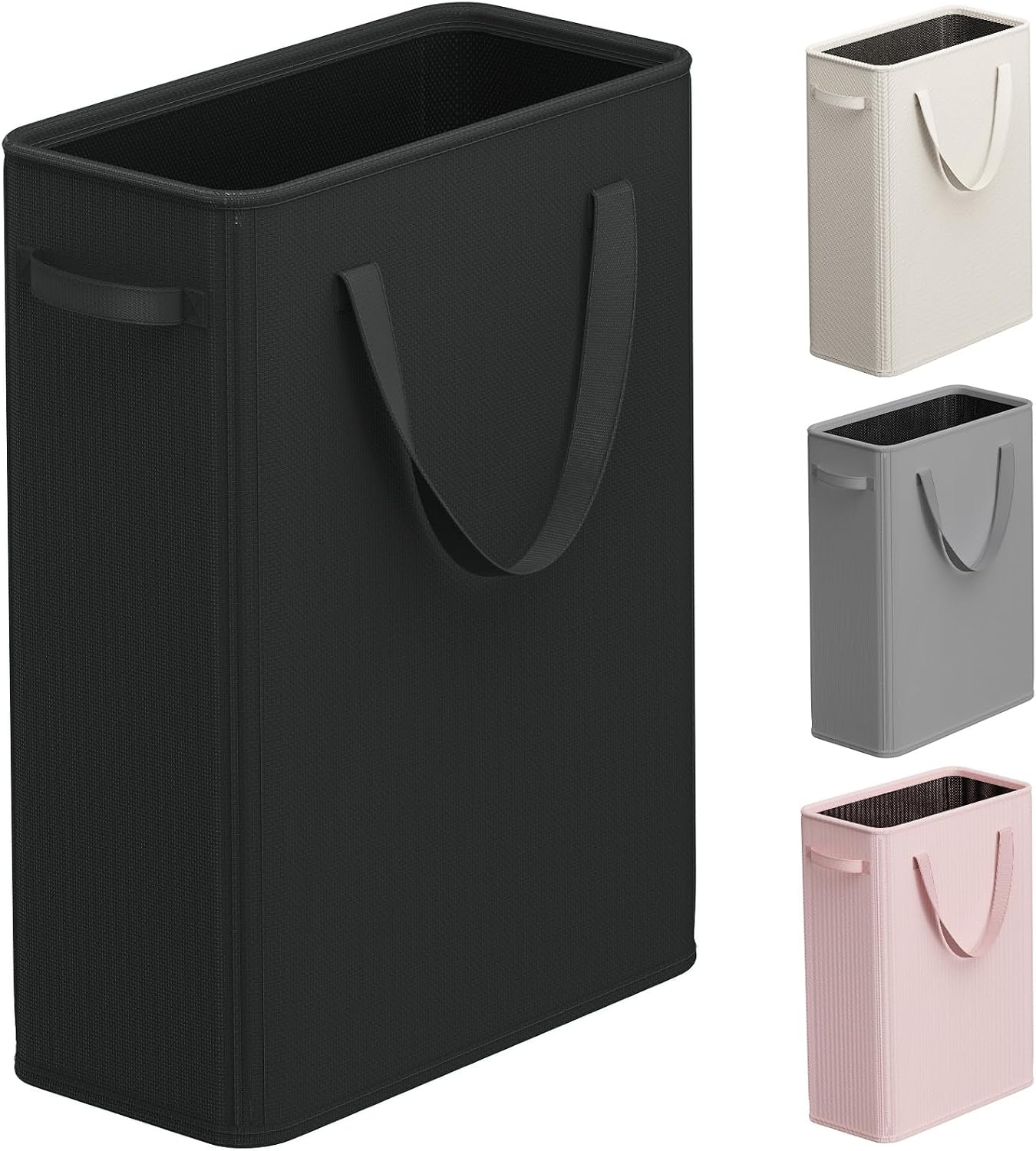 50L Slim Laundry Hamper, Small Laundry Basket With Handles, Black Narrow Laundry Basket for Dorm, Bedroom, Living