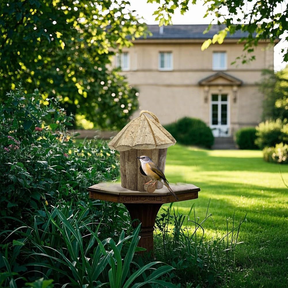 Wooden Birdhouses for Outside, Hanging Birdhouse, Cardinal Bird House Nesting Box, Natural Wood Bluebird Houses for