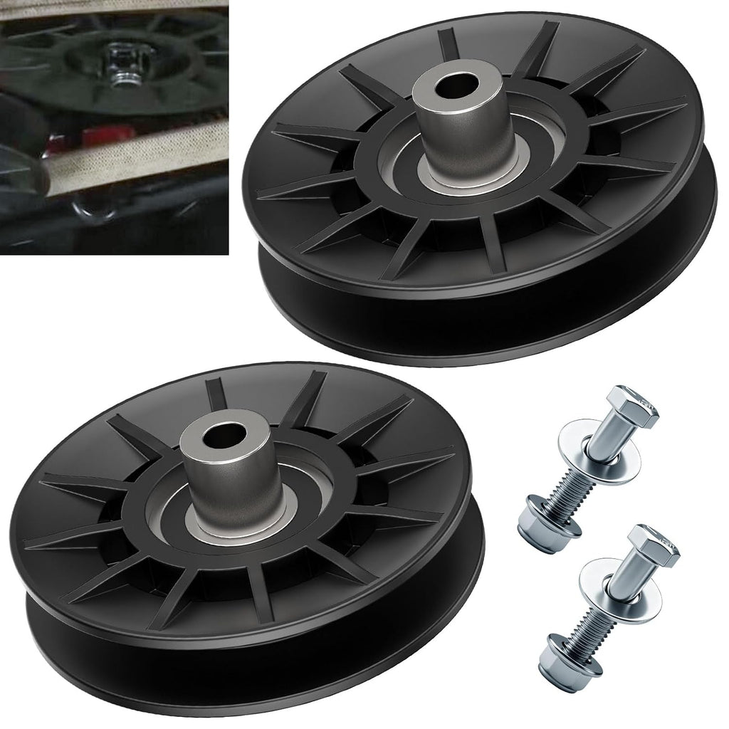 2Pack 532194326 194326 V-Groove Idler Pulley Compatible with Craftsman Husqvarna AYP YT3000 YET4000 4500 GT6000 YTH21K46 Lawn Mower, Including 2 Screws