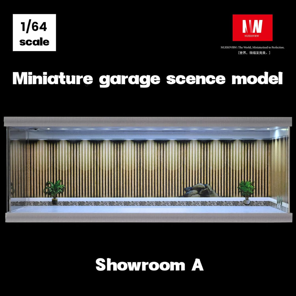 Diorama 1:64 Display Case for Hot Wheels Matchbox Mini GT Diecast Cars | Stackable 1/64 3-Color LED Car Garage