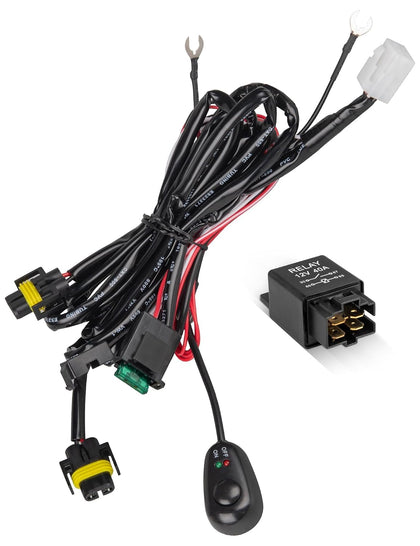 H8 H11 Relay Harness Wire Kit with LED ON/Off Switch 40A Relay Fuse Wiring Set Compatible with Automtive Driving
