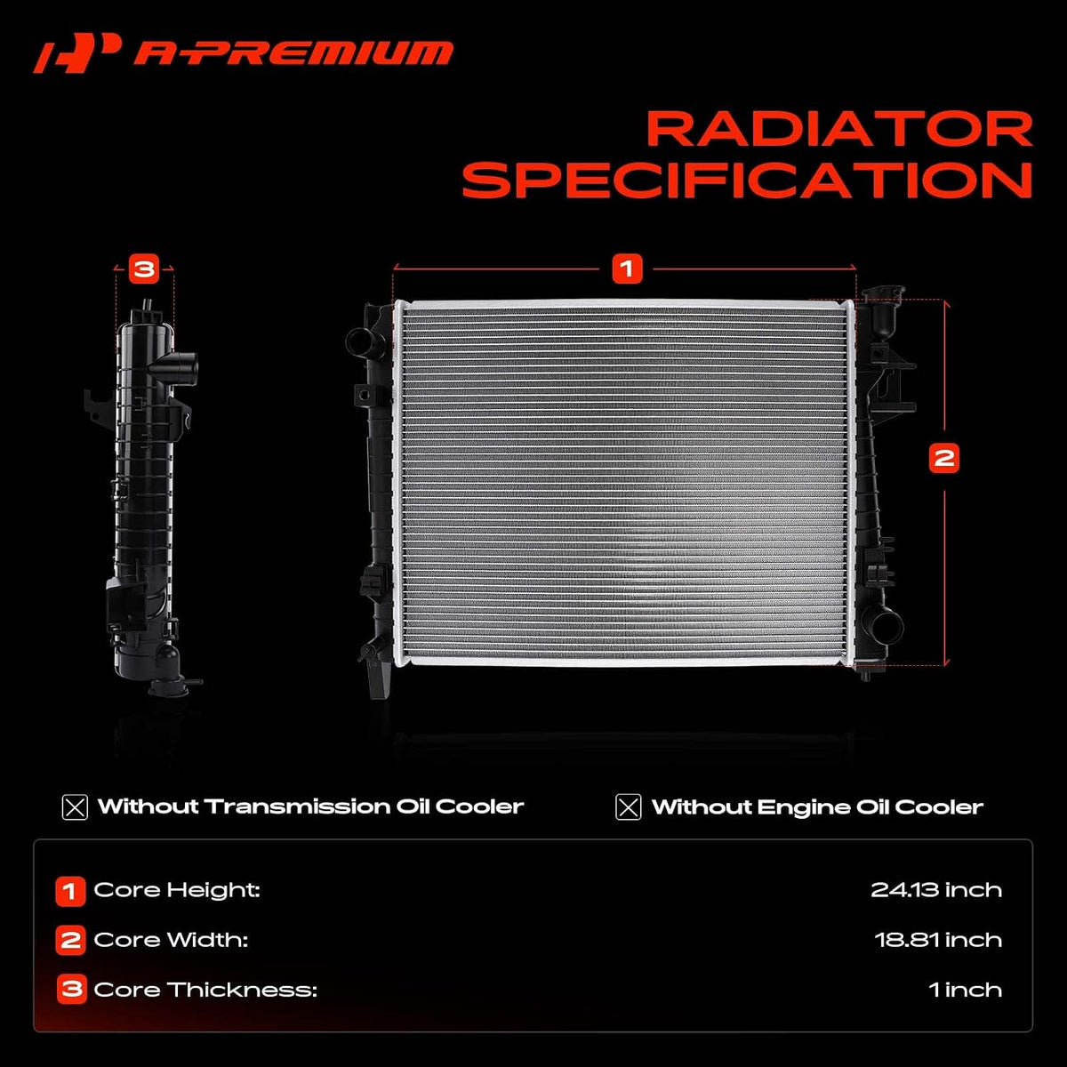 A-Premium Engine Coolant Radiator Assembly Compatible with Dodge