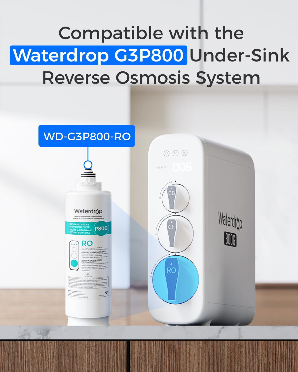Waterdrop G3P800-RO Filter, Replacement for Waterdrop G3P800 RO System