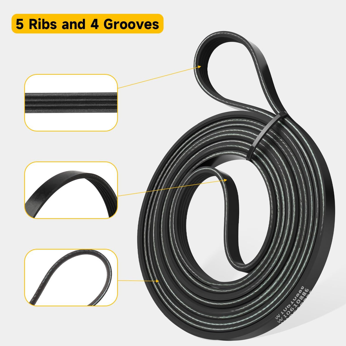 97" Dryer Drum Drive Belt Compatible With Whirlpool W10610886 W11162091
