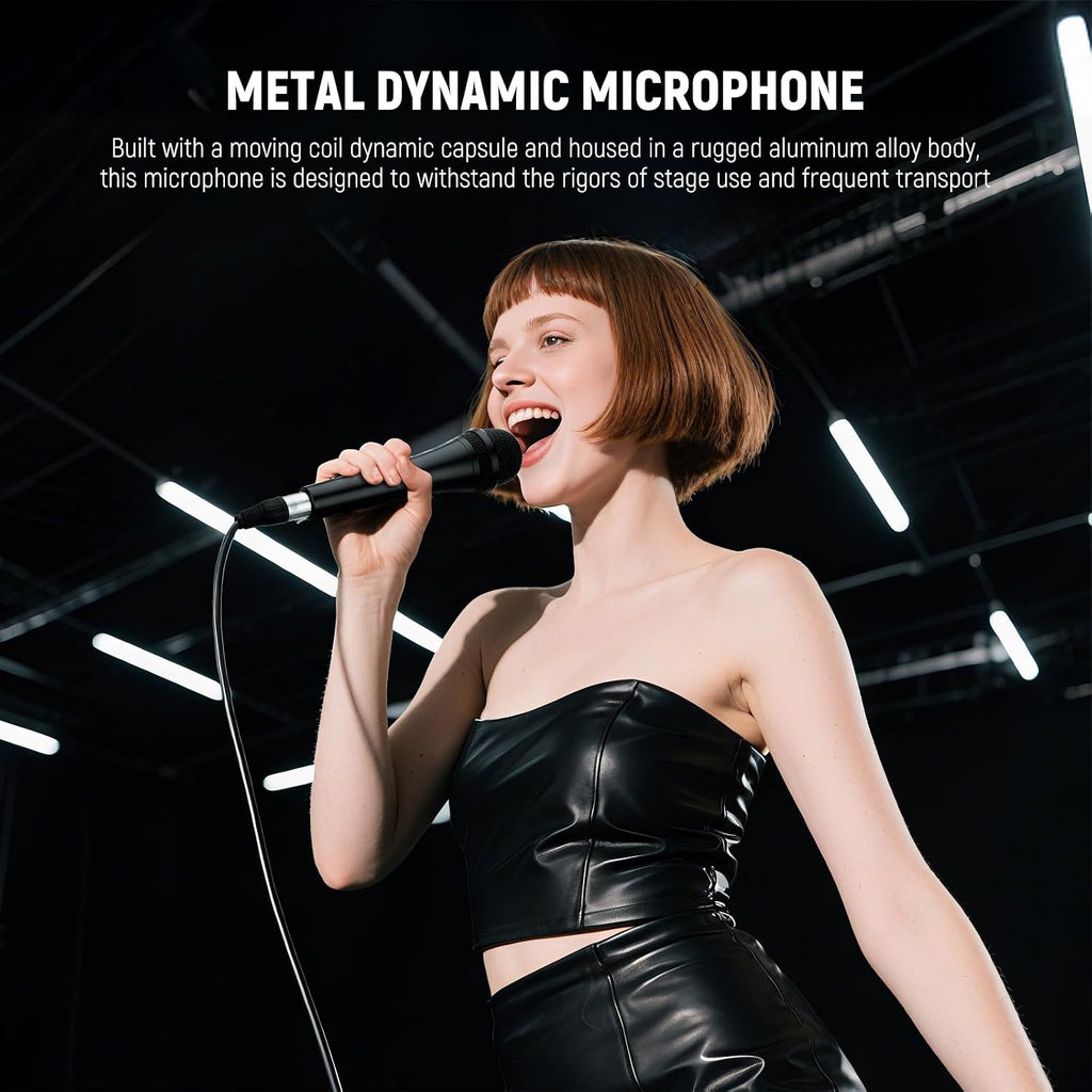 NW-040 Cardioid Dynamic Microphone with XLR Cable, Rigid Metal Housing, Unidirectional Pickup Mic for Musical