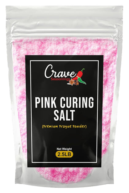 Crave Pink Curing Salt #1 2.5 LB JUMBO XL Bag - Prague Powder, Instacure #1- Made in USA, Premium Cure for Sausage