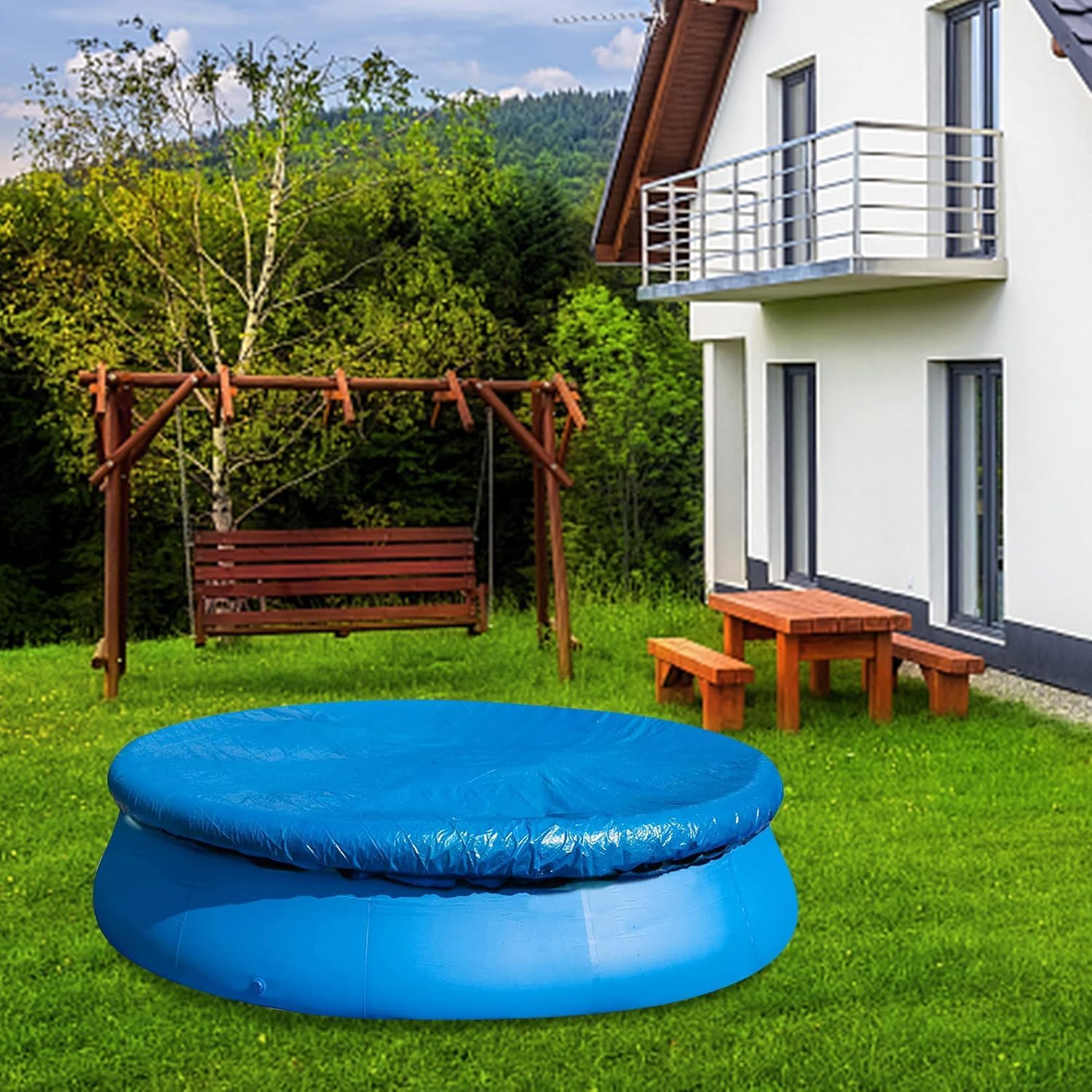 10 Ft Dust Pool Cover Protector-Solar Cover for Round Frame Pools-Pool Cover for Round Inflatable-Pool Cover