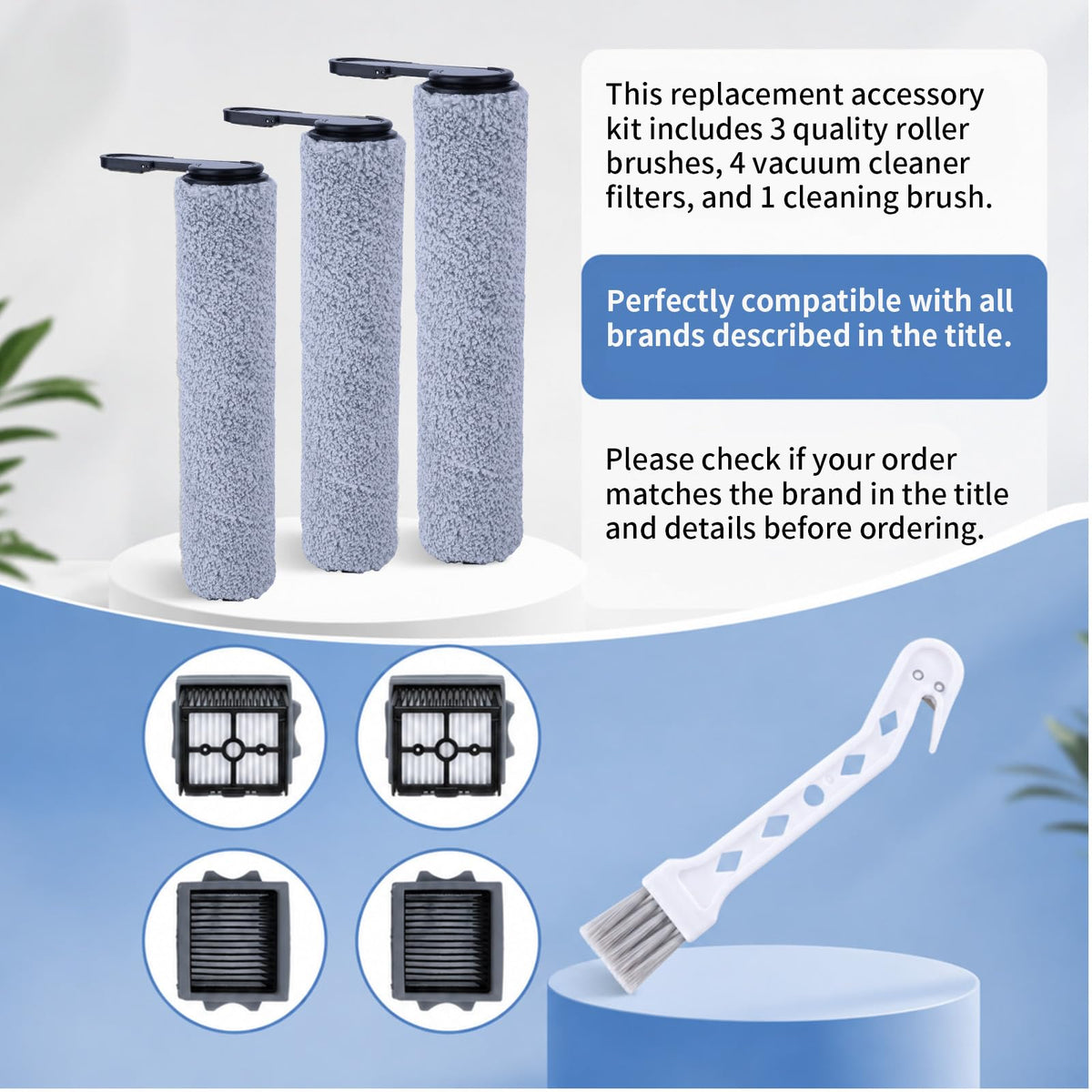 XIHIRCD 8pcs Roller Brush & Filter Replacement Parts Compatible with Tineco