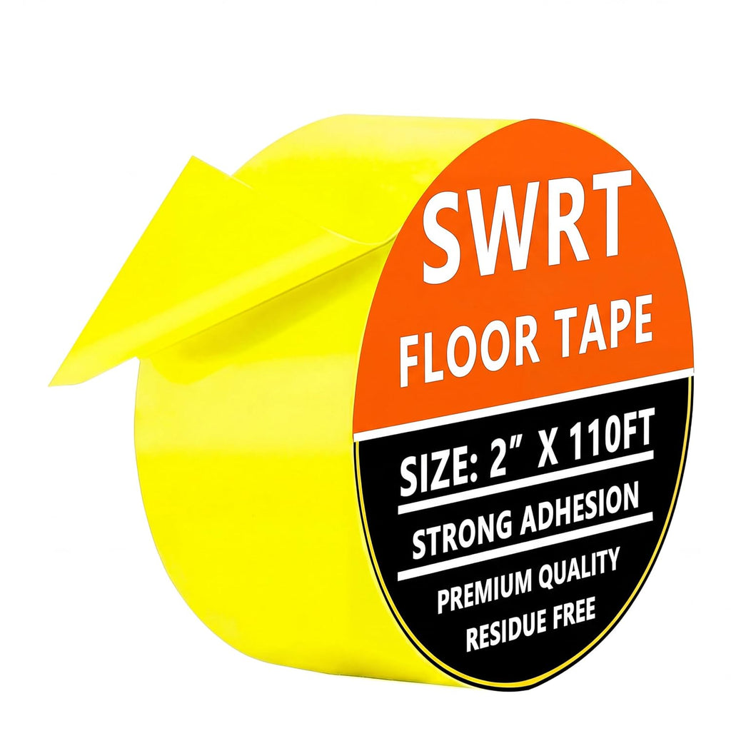 2" x 110FT Yellow Floor Marking Tape and Dance Splicing Tape, Caution Gym Floor Tape Warning Safety Stripe Tape for