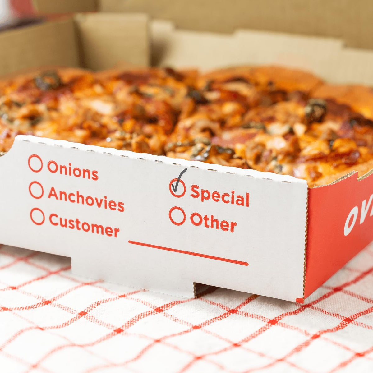 Pizza Boxes 12" x 12" x 2" [50 Pack] Classic Red Print Corrugated Boxes | Ventilated, Grease-Resistant, Durable for