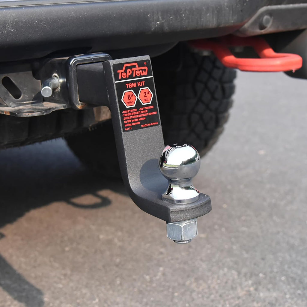 Trailer Hitch Ball Mount Kit with 2 inch Trailer Ball and 5/8 inch Hitch Pin, 6 inch Drop, Fits 2 inch Hitch
