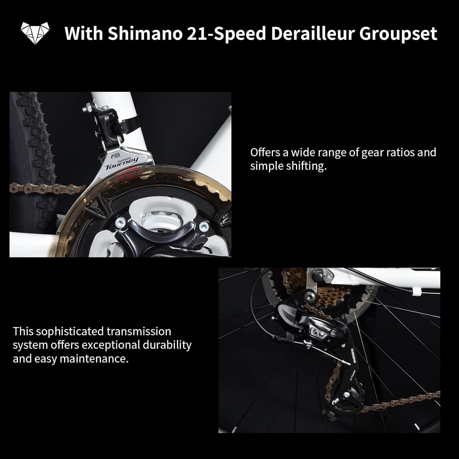 26 Inch Aluminum Mountain Bike with Shimano 21-Speed,Aircraft-Grade Aluminum Frame,Dual Disc Brakes,15/17 Inch