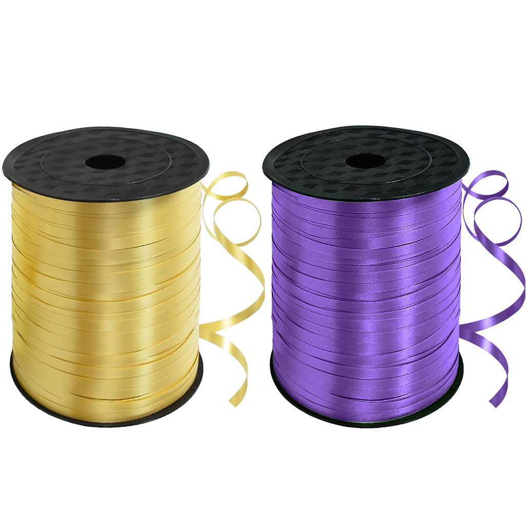 500 Yards Purple and Gold Curling Ribbon Balloon String