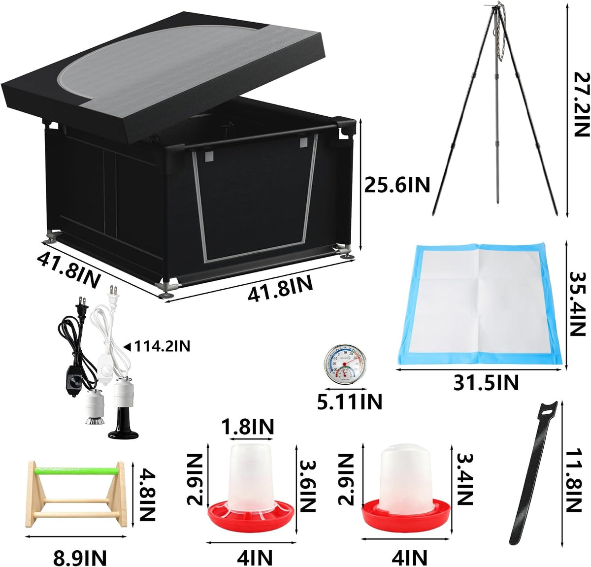 Large 42" x 42" x 36.6" Chicken Brooder Box Starter Kit, Brooder Pen for Chicks Ducks Quail, Temperature-Adjustable