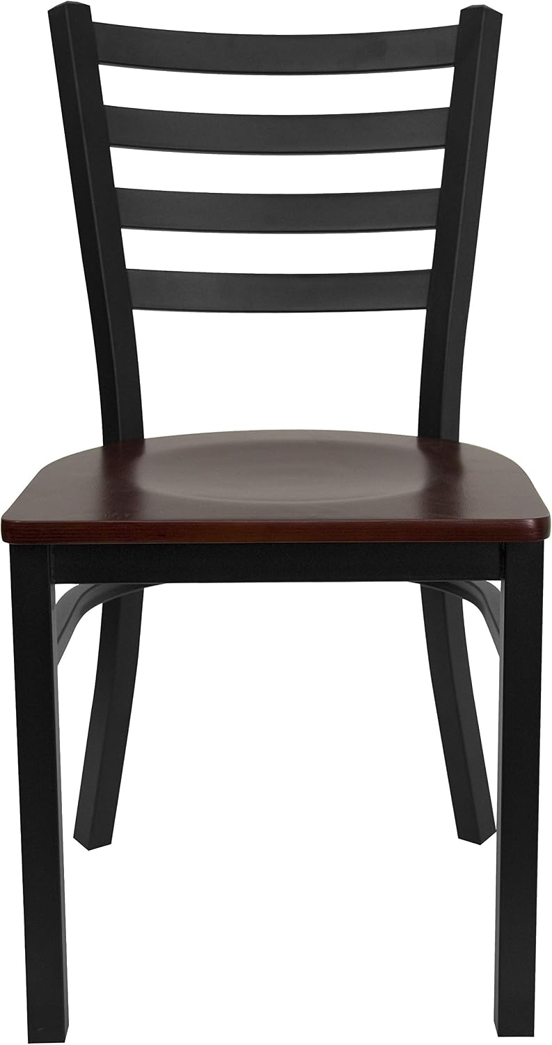 Hercules Ladder Back Restaurant Chair, Mahogany, 2-Pack