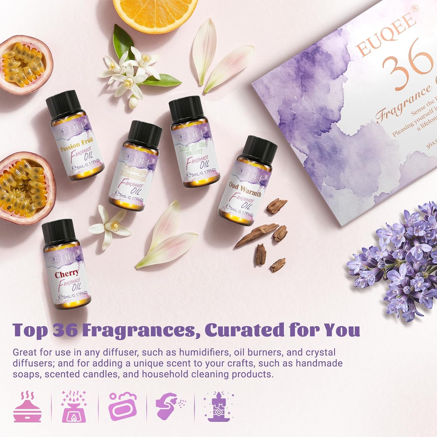 36 Pcs Fragrance Oil Gift Set-36x0.17Fl Oz Gift Box for Women & Men | Premium Scented Oils for Diffuser, Candle &