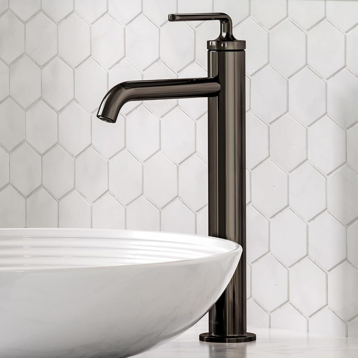 Ramus Single Handle Vessel Sink Bathroom Faucet with Pop-Up Drain in Brushed Gold, KVF-1220BG