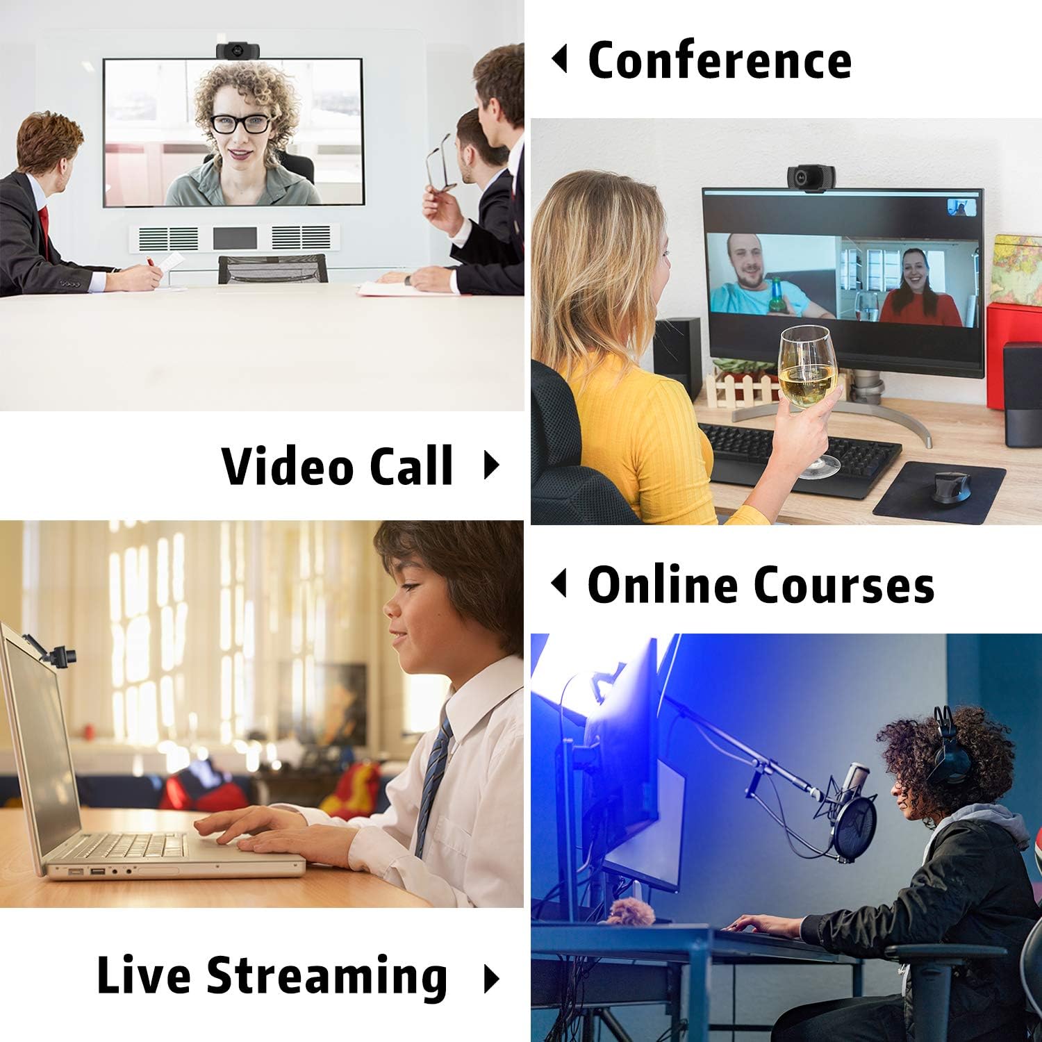 1080P HD Webcam with Microphone, Streaming Computer Web Camera for Laptop/Desktop/Mac/TV, USB PC Cam for Video