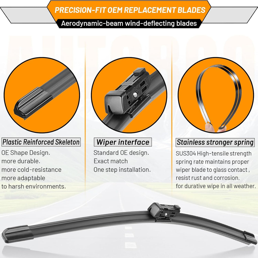 OEM Windshield Wipers Replacement for VW Volkswagen Jetta CC Passat Wiper Blades 2011 2012 2013 2014 2015 2016 2017