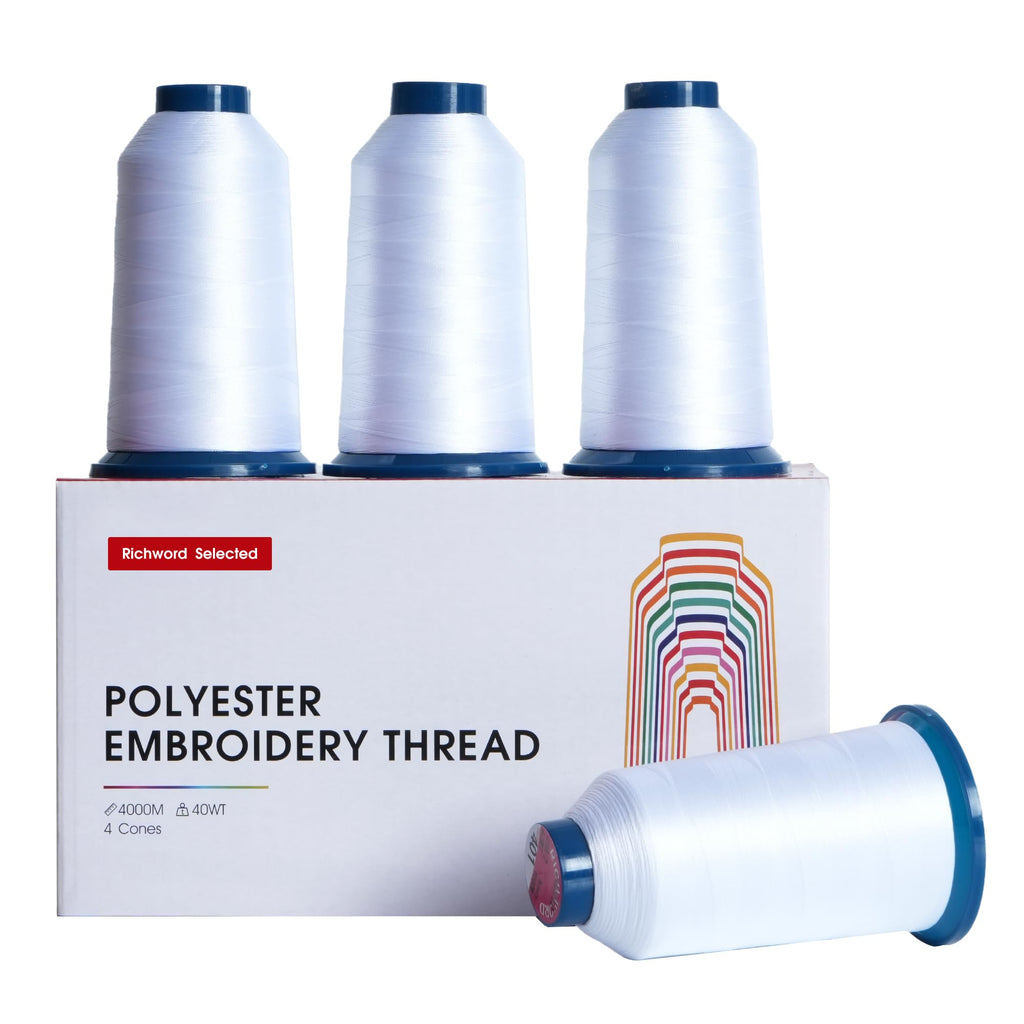 White Machine Embroidery Thread 4000M