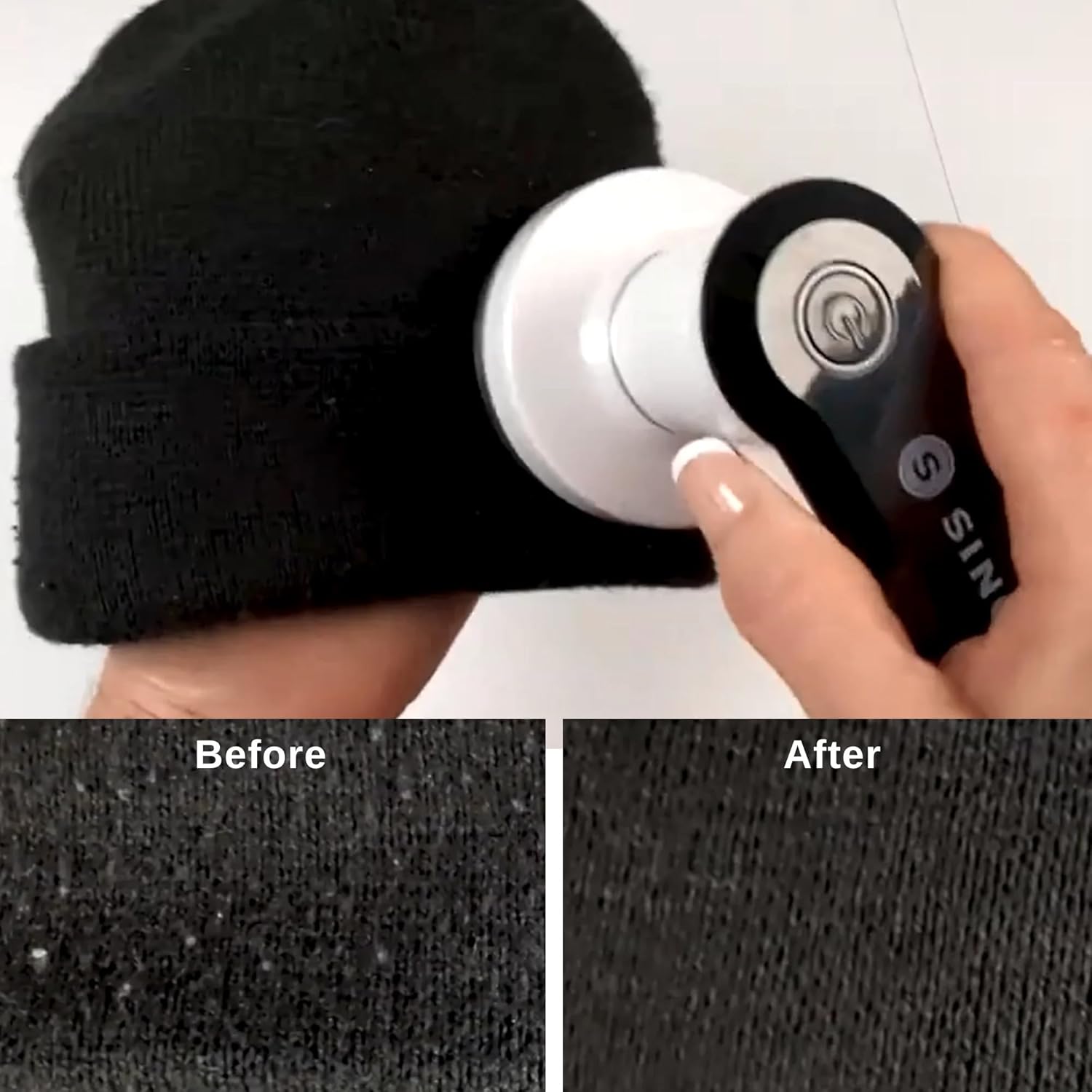 Compact & Portable Fabric Shaver and Lint Remover | Battery operated device, 3 stainless steel blades, detachable