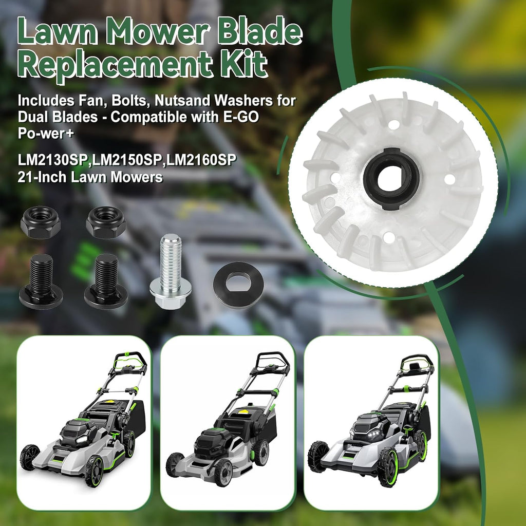 Lawn Mower Blade Installation Hardware Kit for E-GO POWER+ 21" Dual-Blade Mowers – Complete Replacement Set with Fan