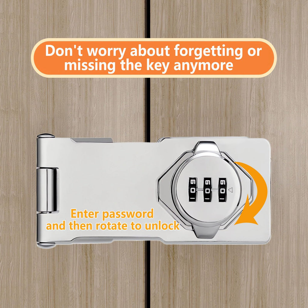 Closet Locks for Double Doors - Keyless Cabinet Lock with Code - 3-Digit Combination Password Pantry Locks Latch