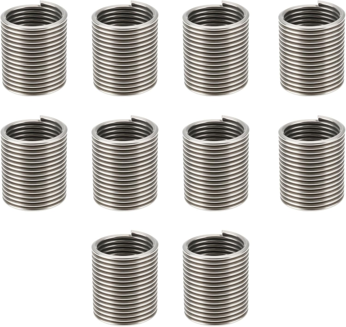 10x 304 Stainless Steel Fine Thread Insert M12x1.25x2D Compatible with Helicoil Manual Automatic Tool Repair Insert