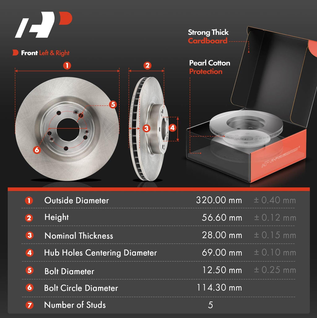 A-Premium Front Vented and Rear Solid Brake Rotors and Ceramic Pads Kit