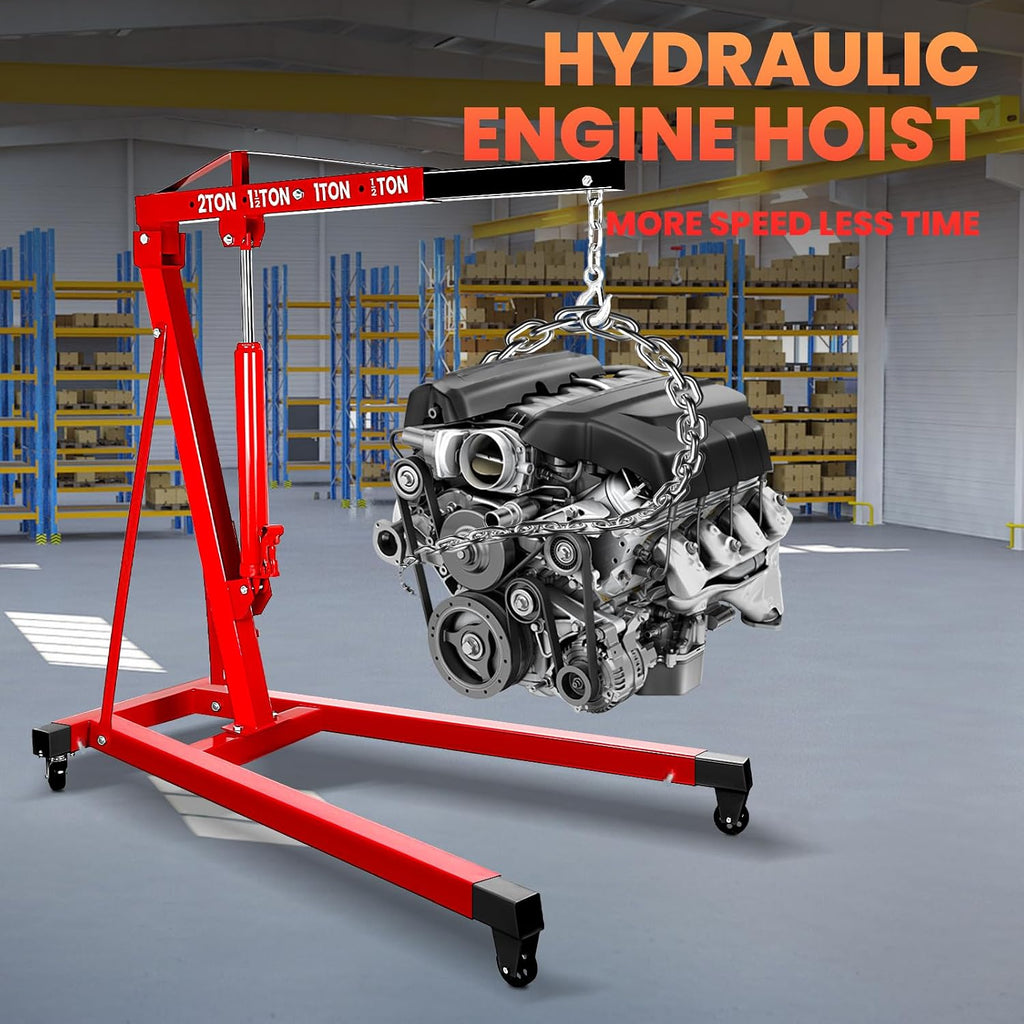 3Ton Engine Hoist Cherry Picker with 8 Ton Hydraulic Pump-6000 lb Heavy Duty Engine Lift Crane