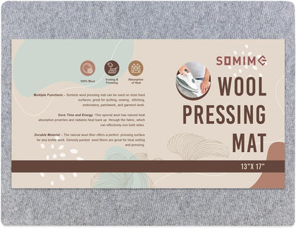 13x17" Wool Pressing Mat, 100% New Zealand Wool Ironing Mat | Felted Wool Ironing Board for Sewing, Quilting, DIY