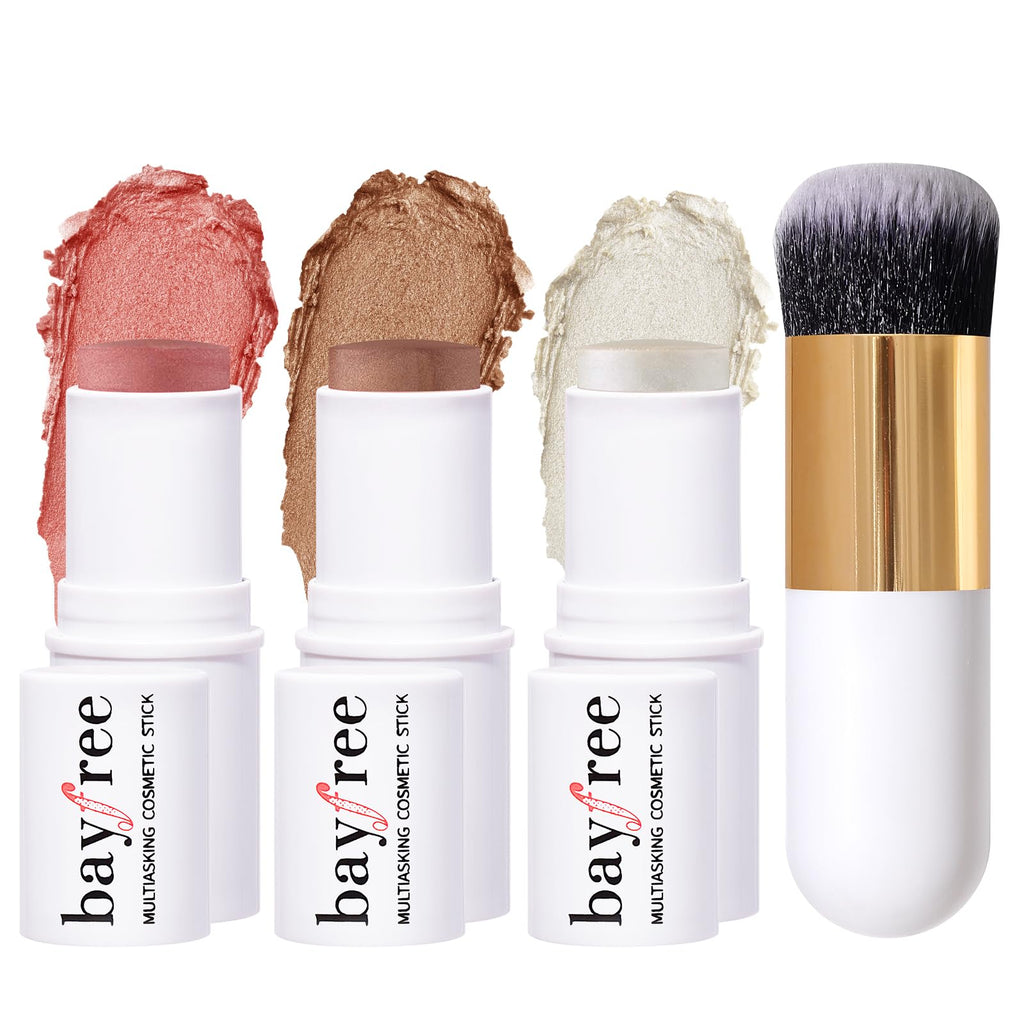 Face Sticks Trio, Blush, Highlighter & Contour Stick for Face Makeup