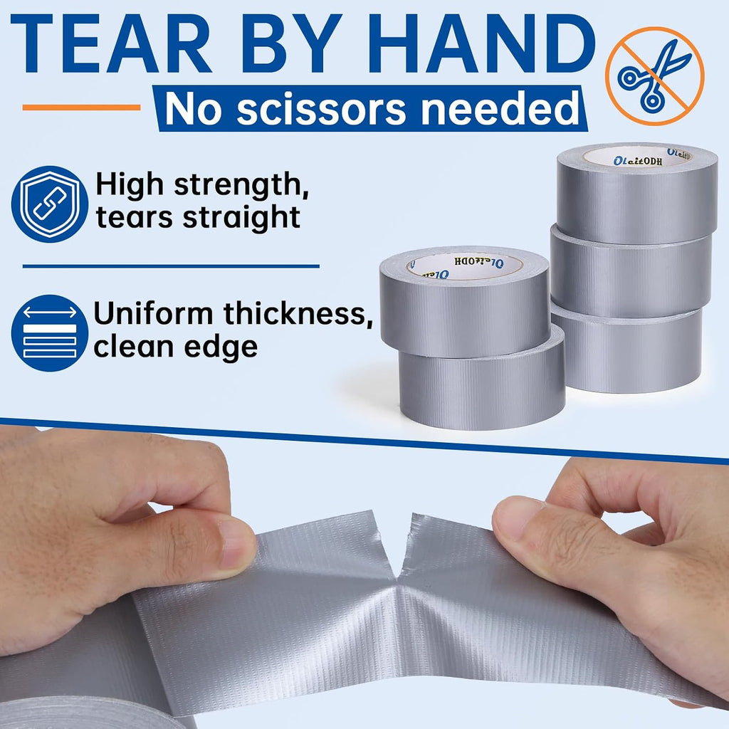 Silver Duct Tape Bulk, 2 Inches x 60 Yards, 12 Pack