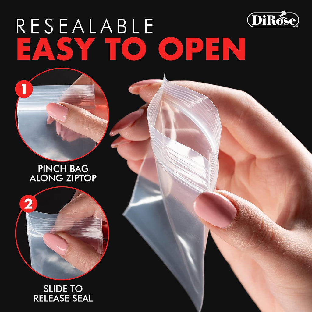 Reclosable Poly Zip Top Bags - 6" x 8" (100 Count), 4 Mil - Resealable Plastic Bags with Zipper - Clear Bags for