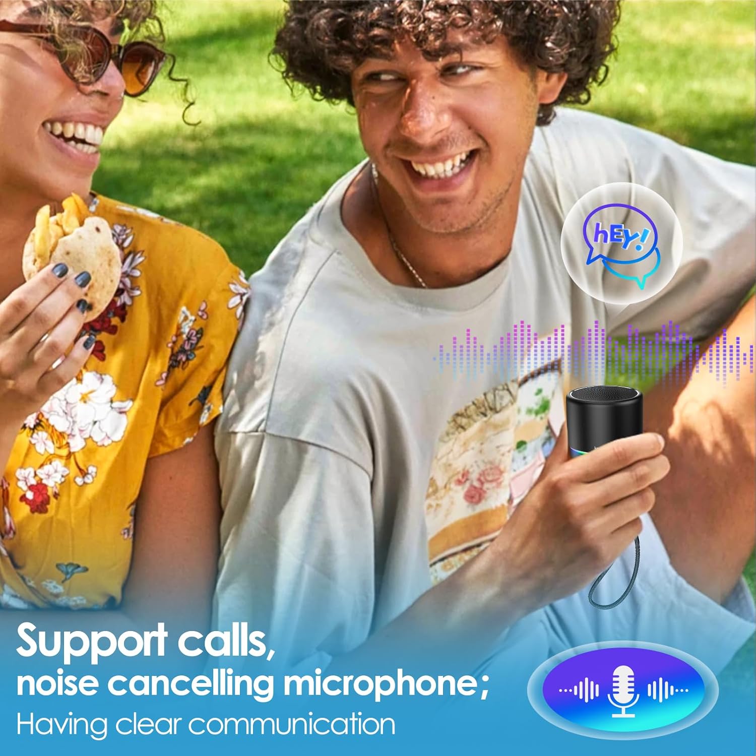 Portable Bluetooth Speaker 5.4, Mini Speaker, 12H Battery Life & Noise Reduction Mic, Metal Cover, TWS Pairing