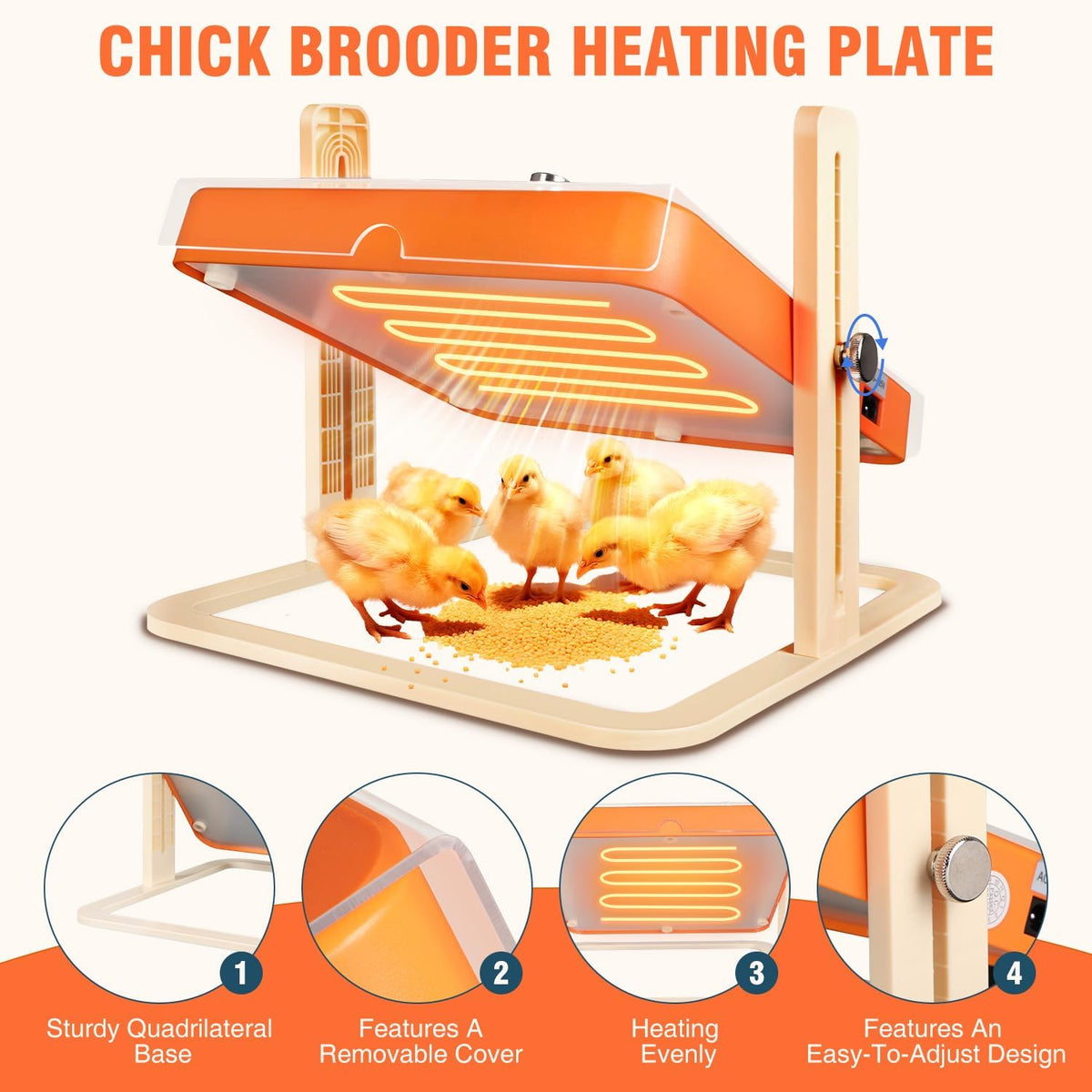 Chicken Coop Heater, Chicken Heater for Chicken Coop Accessories, Brooder Plate for Chicks, Chick Brooder Heating