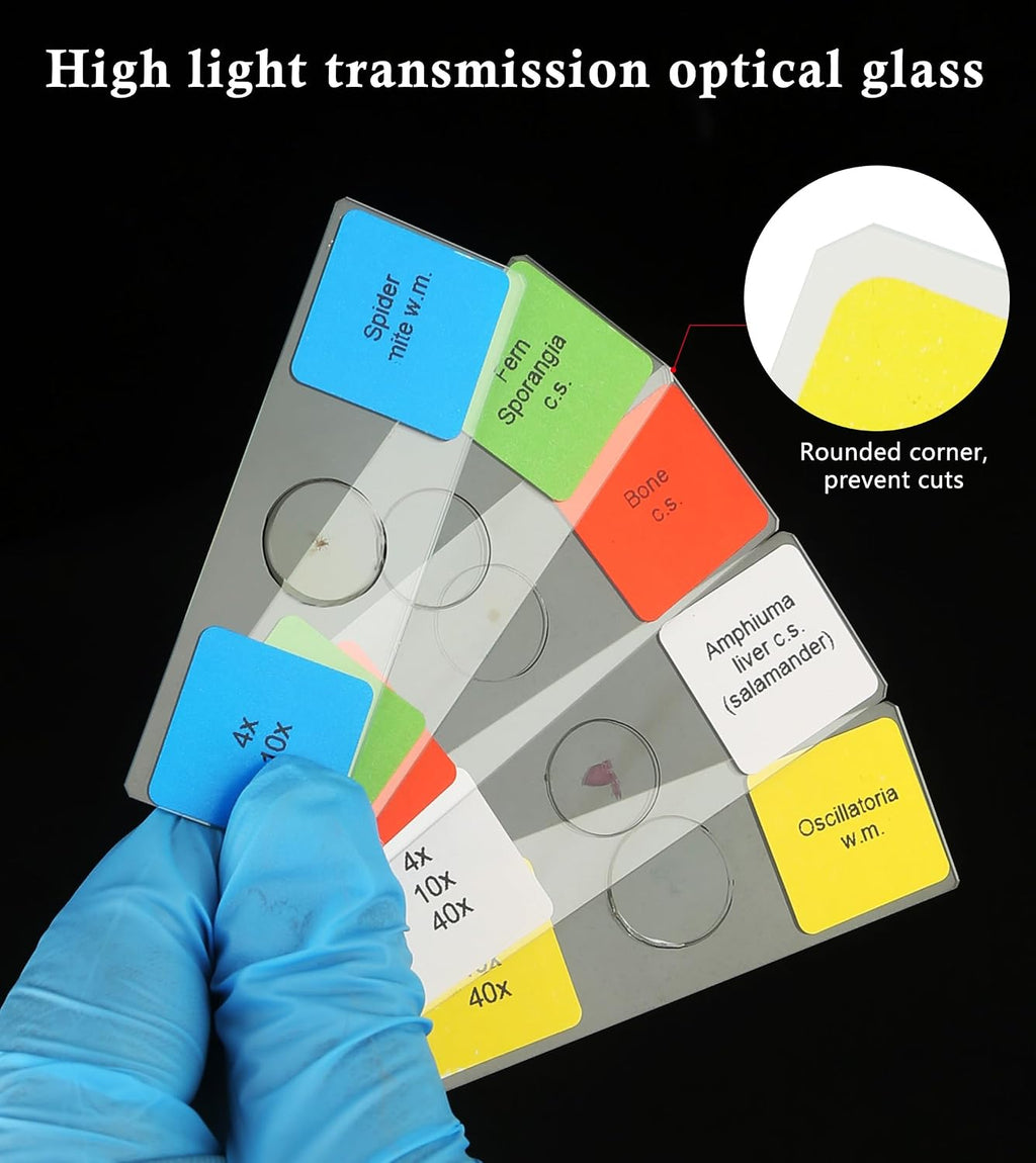 120 Microscope Slides with Specimens Set, Lab-Grade Prepared Microscope Slides for Kids Adults