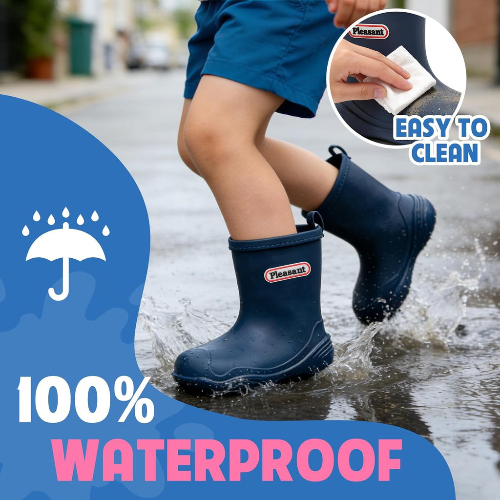 Toddler Rain Boots for Girls Boys , Waterproof Ankle Rubber Boots Kids