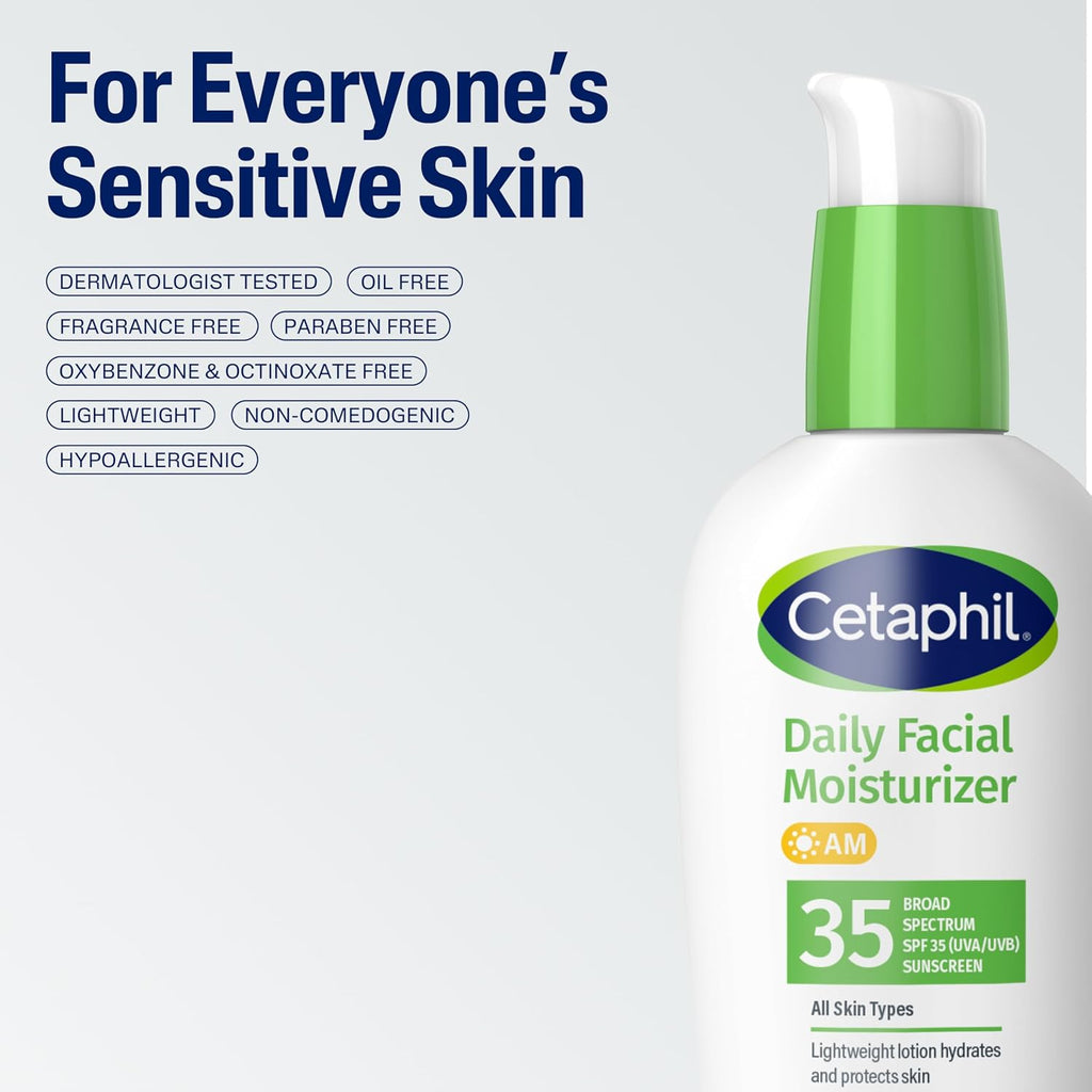 Oil-Free Face Moisturizer, SPF 35, Dry & Oily Combo Skin, 4oz | SPF 35 Daily Moisturizer, Fragrance-Free