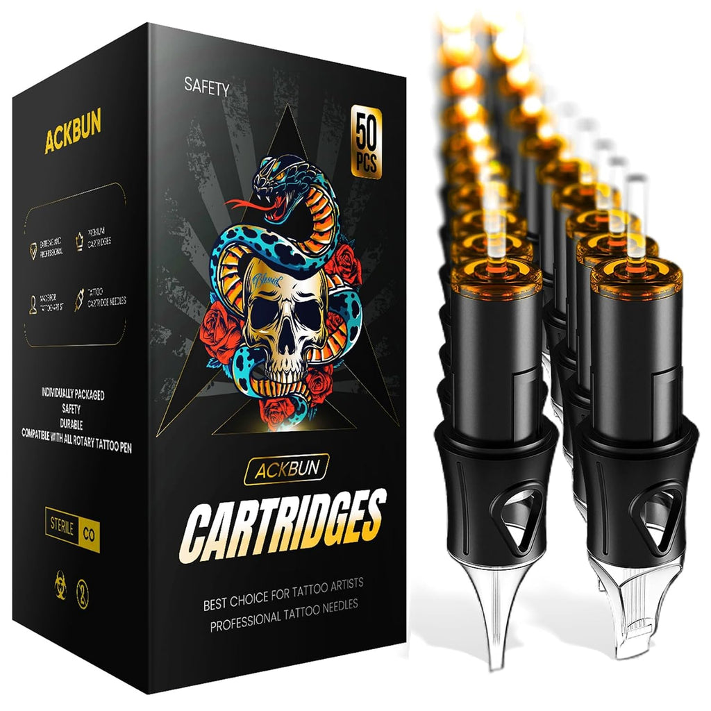 50 Assorted Tattoo Cartridge Needles Mixed Size #12 Standard Round Liner Shader Magnum - 5Pcs each of 5RL, 7RL, 9RL