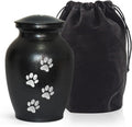 PCS Pet Cremation Urns for Dogs Ashes, Black Printed Pet Urn, Dog Urn with Paw Print, Cat Metal Urn-Small