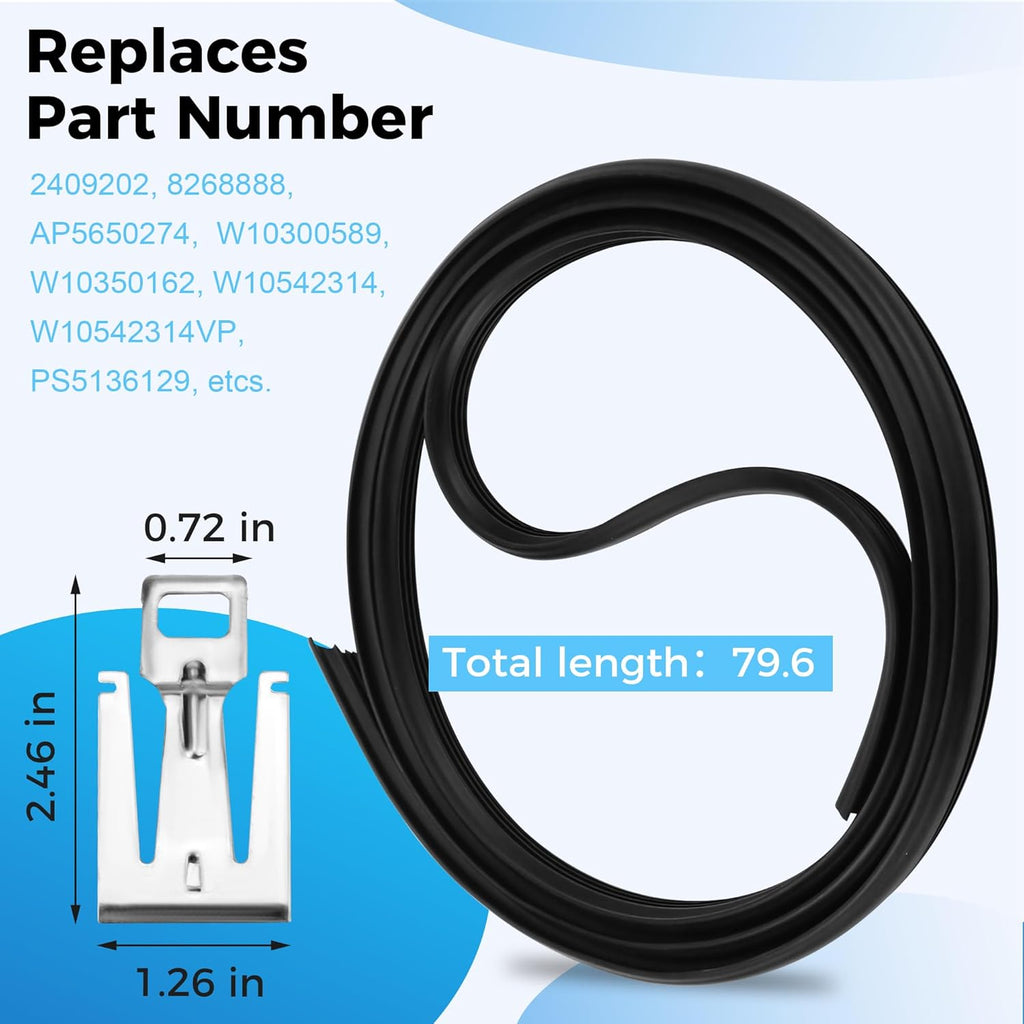 W10542314 Dishwasher Door Seal Replacement for Whirlpool, Kenmore, KitchenAid, Maytag - Replaces W10300589, W10284090, W10350162, PS5136129, AP5650274