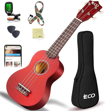 Soprano Ukulele Beginner Kit 21 Inch with Free Online Lesson Fast to Learn