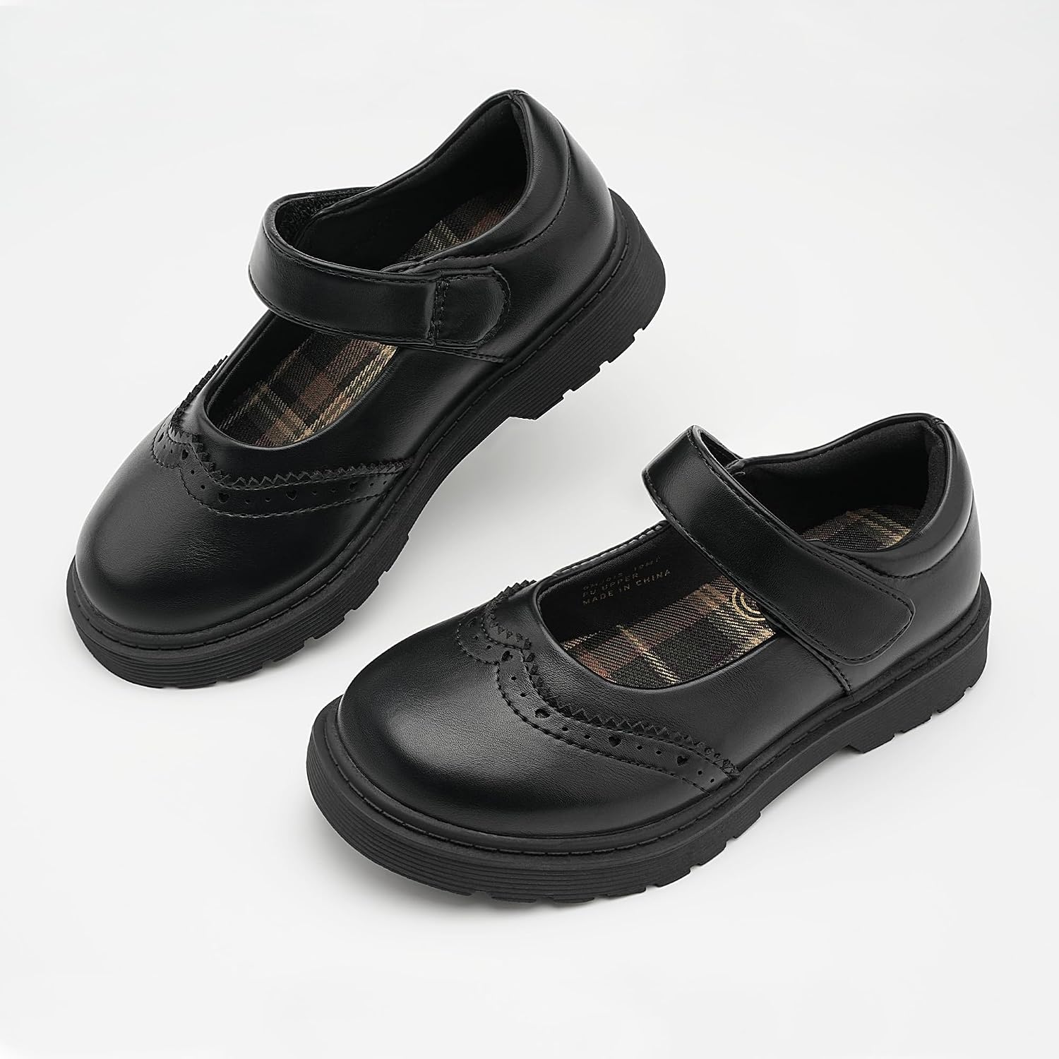 Girls School Shoes Chunky Oxford Mary Jane Flats | Chunky sole, Cushioned comfort, Lace-up style, Durable outsole